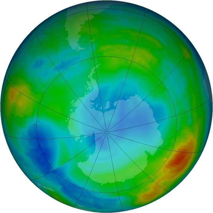 Antarctic ozone map for 16 June 2001